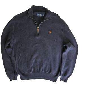 Polo Ralph Lauren Mens Preppy Classic Academia Pima Cotton 1/4 Zip Sweater XL